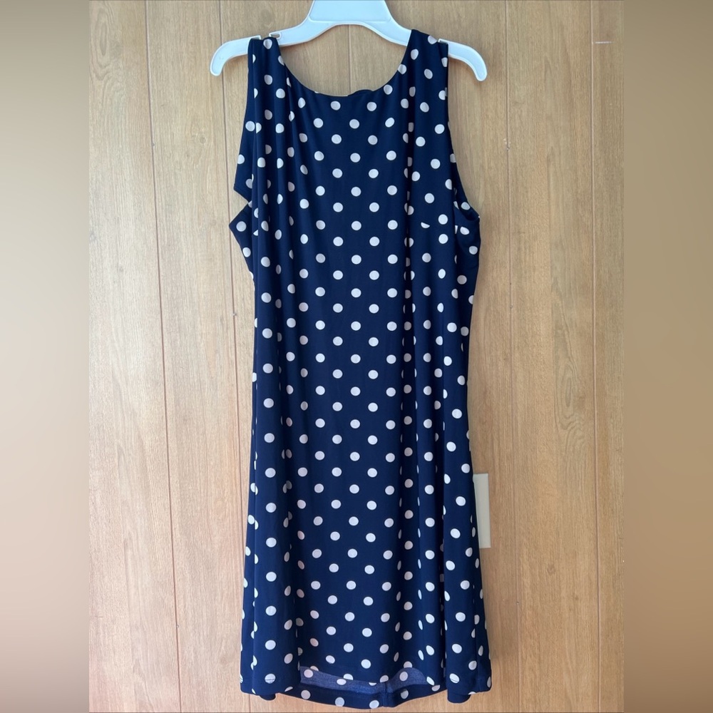 Harper Rose Mini Dress Women’s Size 14 Blue With Beige Polka Dot Sleeveless